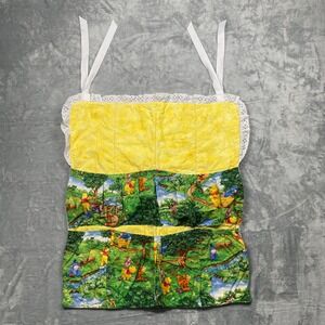 Handmade Winnie the Pooh Diaper Stacker Nursery Organizer Yellow Quilted Lace